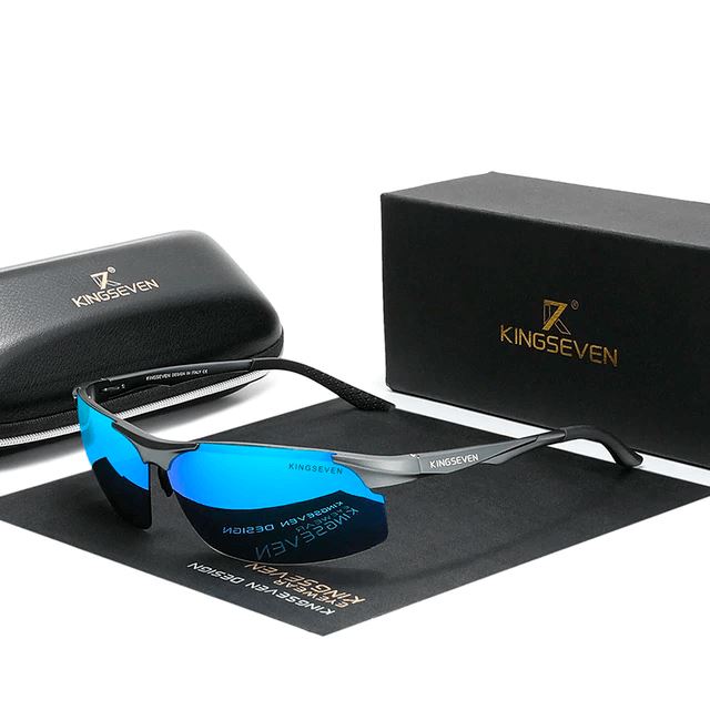 Óculos de Sol Polarized Sport Kingseven Masculino Lemon Store Azul 
