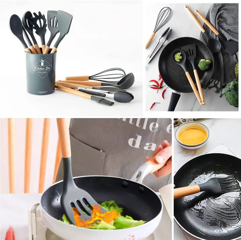 Kit Gourmet de Utensílios de Silicone - 12 Peças Utensílios de Silicone Lemon Store 