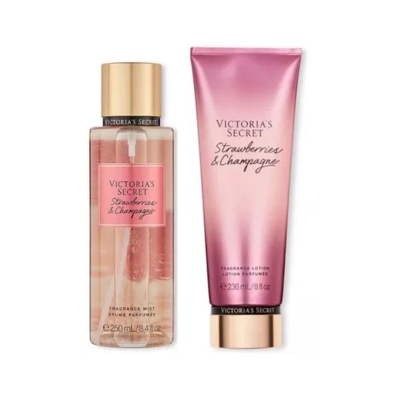 Kit Victoria’s Secret Strawberries & Champagne – Hidratante 236ml + Body Splash 250ml Kit Victoria’s Secret Lemon Store 