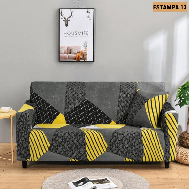 Capa de Sofá Mágica Estampada Magic Cover Lemon Store Estampa 13 4 Assentos (235-300cm) 