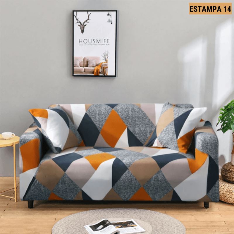 Capa de Sofá Mágica Estampada Magic Cover Lemon Store Estampa 14 4 Assentos (235-300cm) 