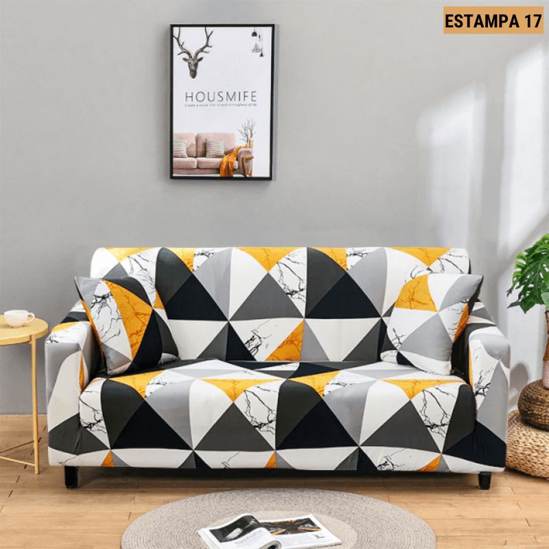 Capa de Sofá Mágica Estampada Magic Cover Lemon Store Estampa 17 4 Assentos (235-300cm) 