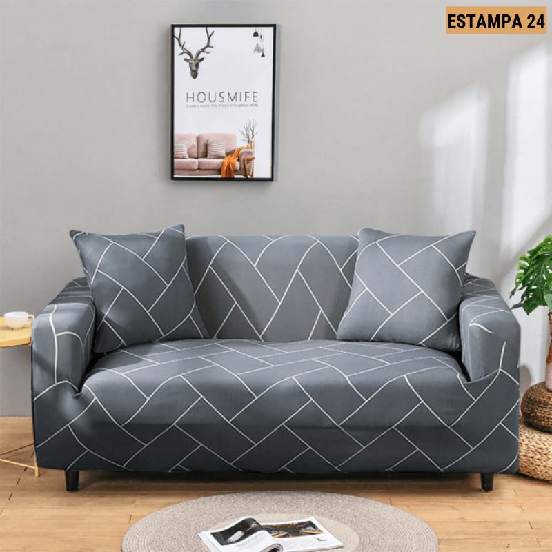 Capa de Sofá Mágica Estampada Magic Cover Lemon Store Estampa 24 4 Assentos (235-300cm) 