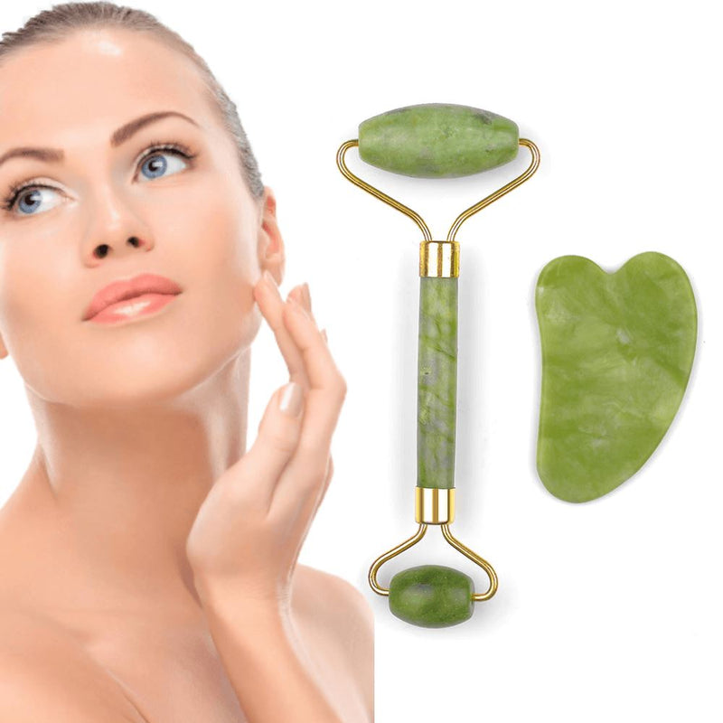 Massageador Facial Jade Ocean + Gua Sha Lemon Store Verde 