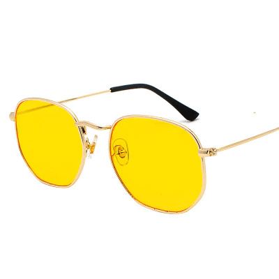 Óculos de Sol Hexagonal Polarizado Unissex Lemon Store Dourado/Amarelo 