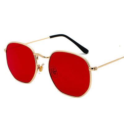 Óculos de Sol Hexagonal Polarizado Unissex Lemon Store Dourado/Vermelho 