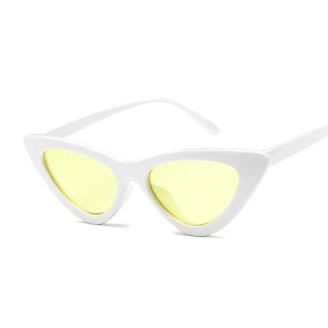 Óculos de Sol Olho de Gato Retrô Vintage Feminino Lemon Store Branco/Amarelo 