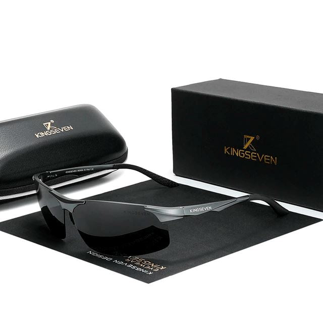 Óculos de Sol Polarized Sport Kingseven Masculino Lemon Store Cinza/Preto 