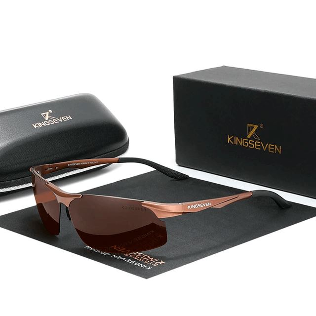 Óculos de Sol Polarized Sport Kingseven Masculino Lemon Store Marrom 