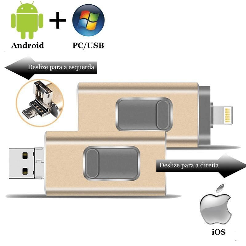 Pen Drive Para Celular 4 em 1 Phone Connect - iOS, Android e PC Lemon Store 