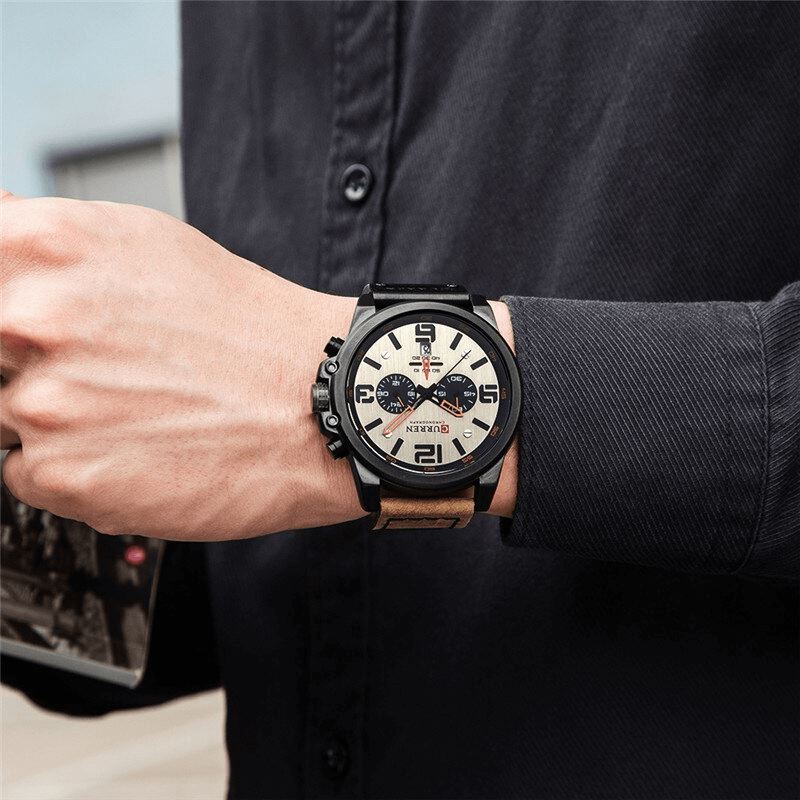 Relógio Curren Luxury Masculino Couro Lemon Store 