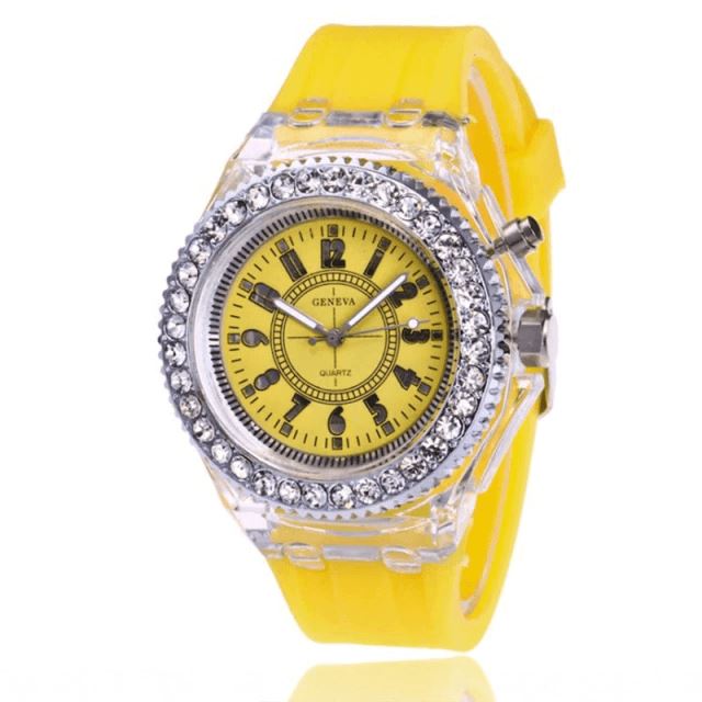 Relógio Geneva Luminous Feminino Silicone Lemon Store Amarelo 