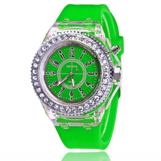 Relógio Geneva Luminous Feminino Silicone Lemon Store Verde 