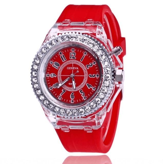 Relógio Geneva Luminous Feminino Silicone Lemon Store Vermelho 