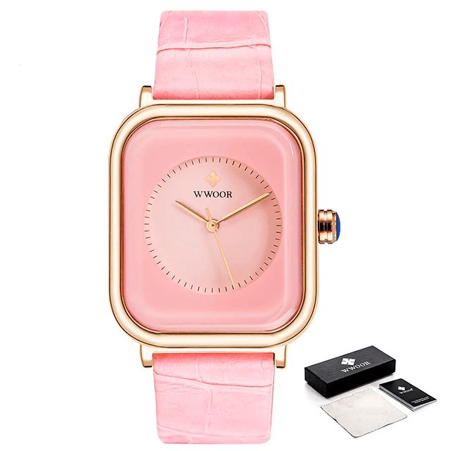 Relógio Wwoor Sensitive Feminino Couro Lemon Store Rosa 